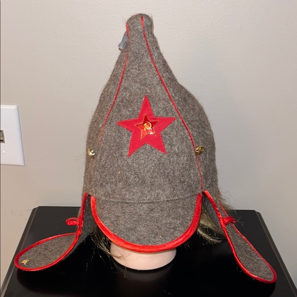 VINTAGE BOLSHEVIK SOVIET RED ARMY WOOL MARCHING HAT MENS LG - Picture 1 of 6